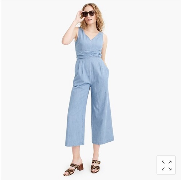 J. Crew Pants - J.Crew Wrap-tie jumpsuit in chambray